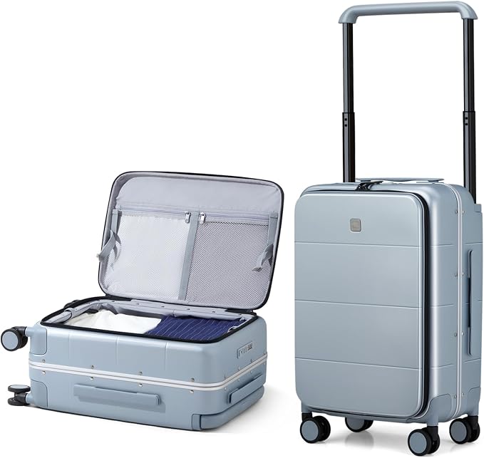 Hanke Top Opening Carry On Luggage, 20 Inch Zipperless Aluminum Frame Wide by Hanke