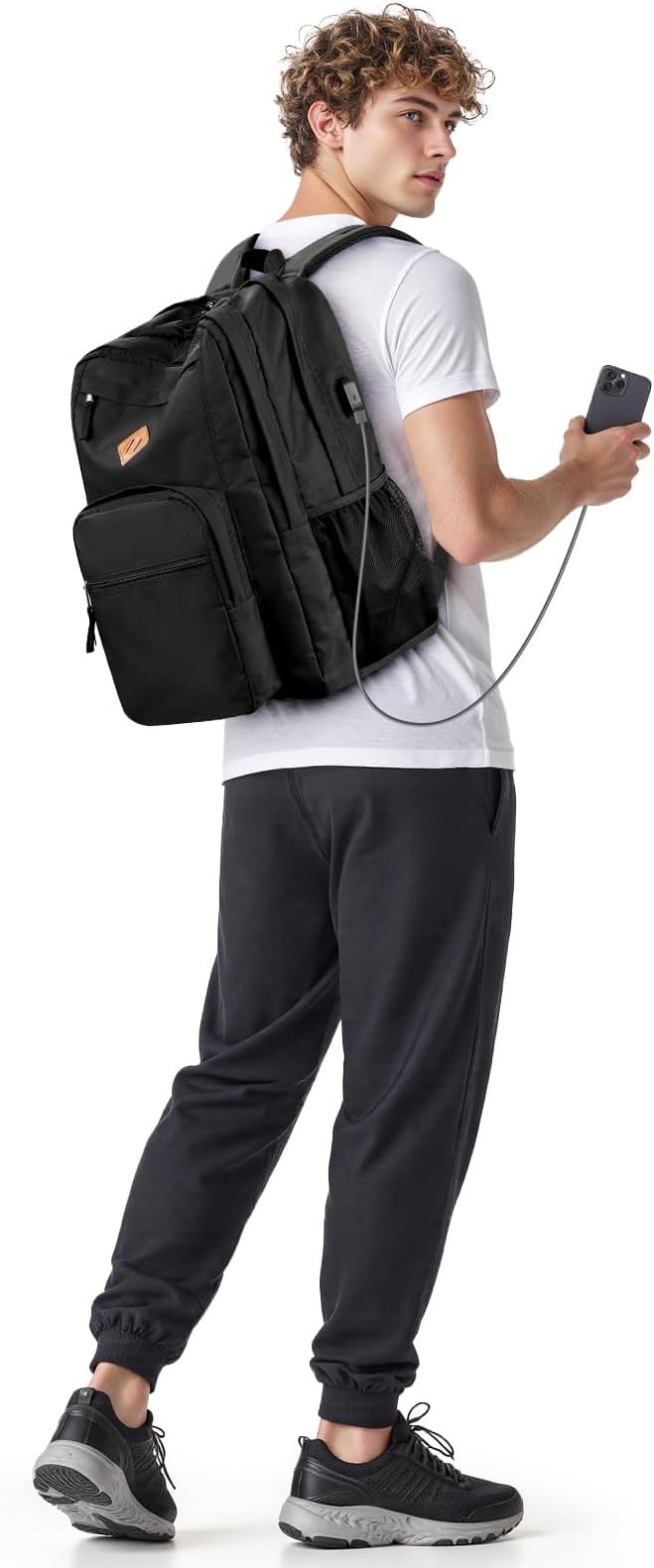 ZORFIN 36L Black Backpack for College, and Travel: Water Resistant Bookbag - Image 2