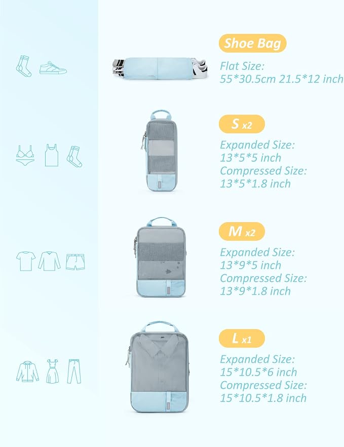 BAGSMART 6 Set Compression Packing Cubes - Image 2