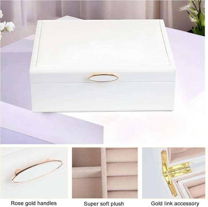 Small Jewelry Organizer for Women, 2-Layer Travel Jewelry Box - Image 3