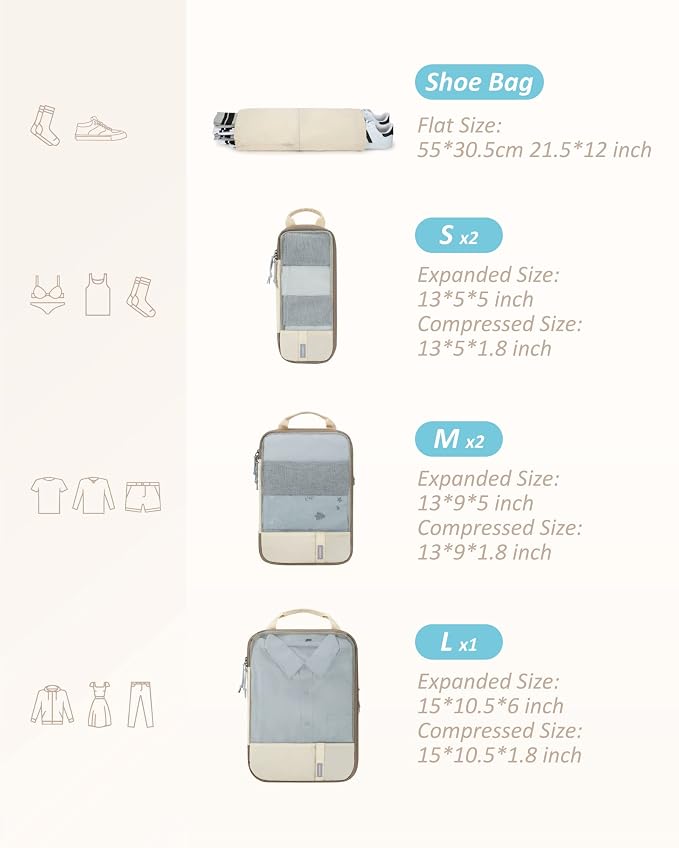 BAGSMART 6 Set Compression Packing Cubes - Image 2