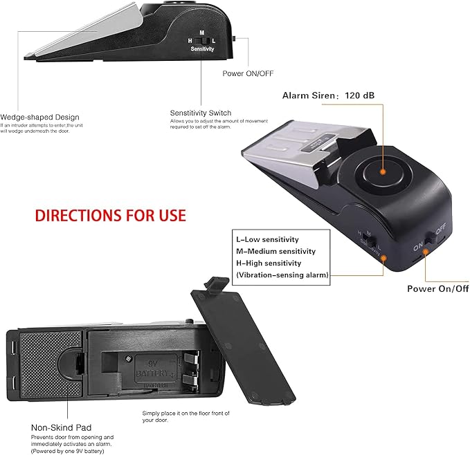 TOWODE Door Stop Alarm with 120DB Siren Door Stop - Image 6