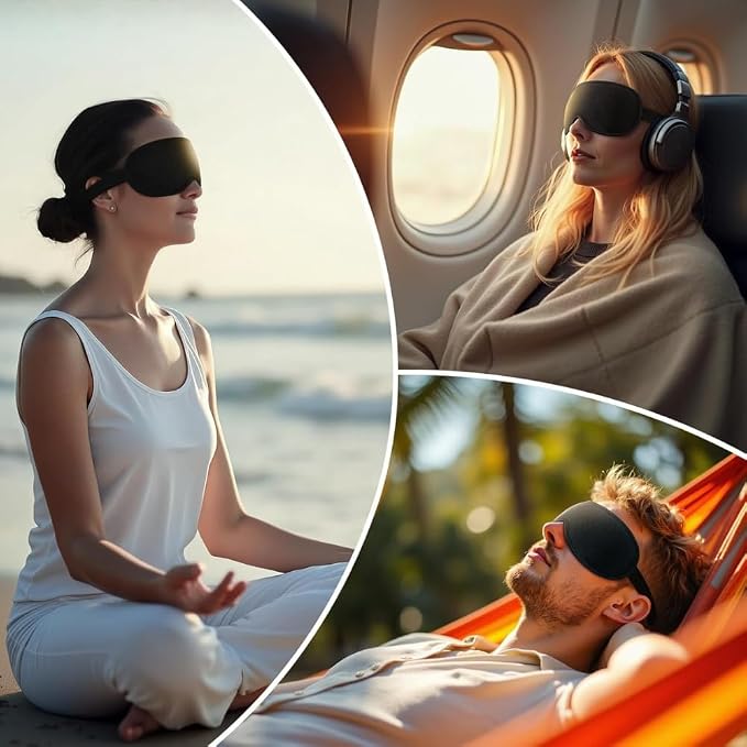 Sleep Mask with Earplugs & Zipper Bag 3D Memory Foam Eye Mask with Nose Support - Image 8