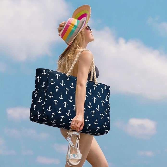 Becokan Beach Bag Large Beach Tote Bag - Image 5