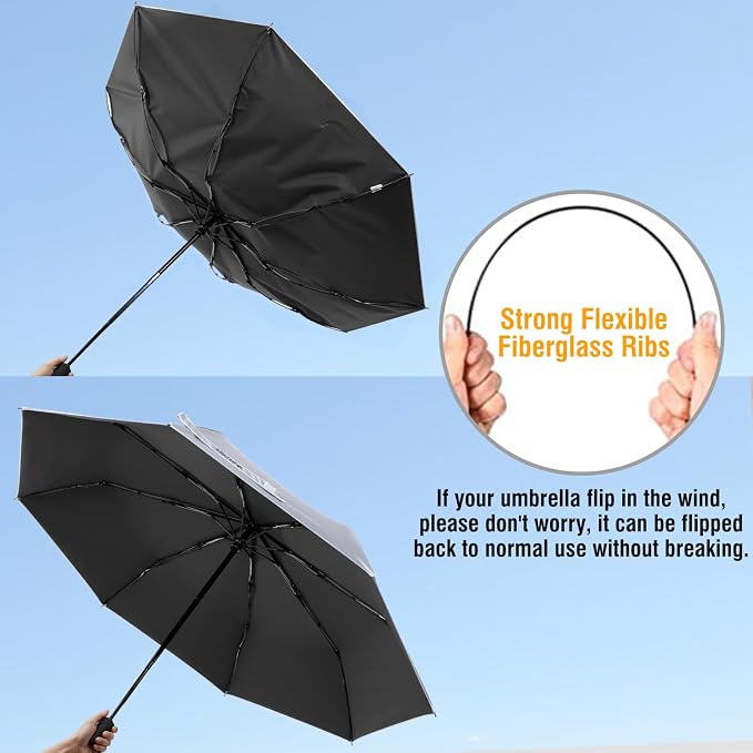 G4Free UPF 50+ UV Protection Large Travel Umbrella 42/46 Inch Auto Open Close - Image 3