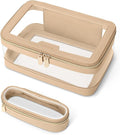 Travel Clear Makeup Bag with Makeup Brush Bag, Leather Makeup Case Toiletry Bag by Soimeat