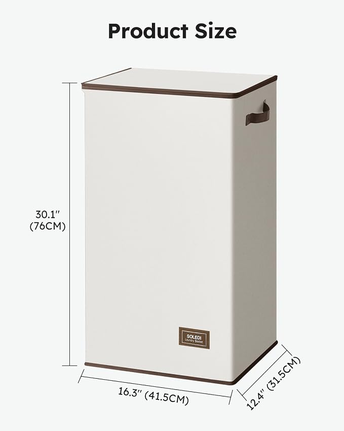 SOLEDI Laundry Hamper with Lid 100L Large & Tall Collapsible Laundry Basket - Image 3