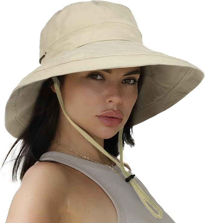 Sun Hats for Women Gardening Hat Wide Brim Ponytail Beach Sun Protection by Hatiis