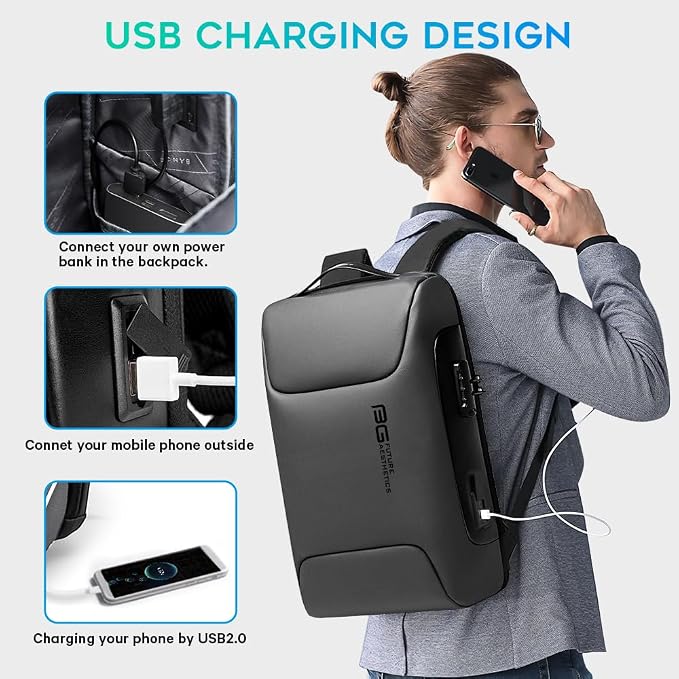 BANGE Anti Theft Backpack, Business Backpacks - Image 4