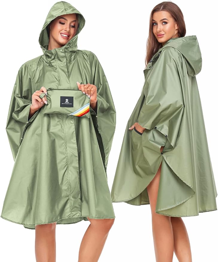 SaphiRose Unisex Rain Poncho Hooded Waterproof Raincoat - Image 2