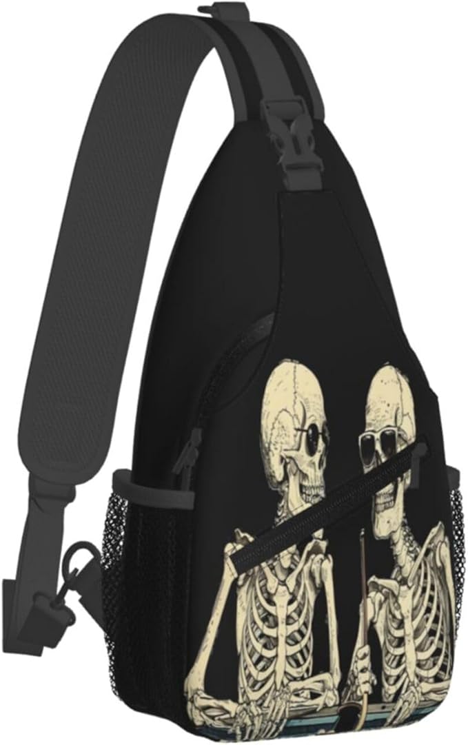 SUPLUCHOM Sling Bag Funny Skeleton Hiking Daypack Crossbody Shoulder Backpack by SUPLUCHOM