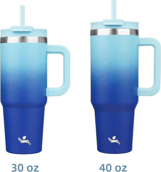 40 oz Tumbler with Handle and 2 Straws, 2 in 1 Lid Insulated Water Bottle - Image 3
