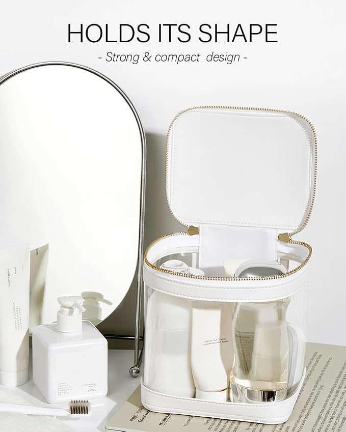 ROWNYEON Clear Makeup Case Toiletry Bag Multipurpose Travel Makeup Train Case - Image 3