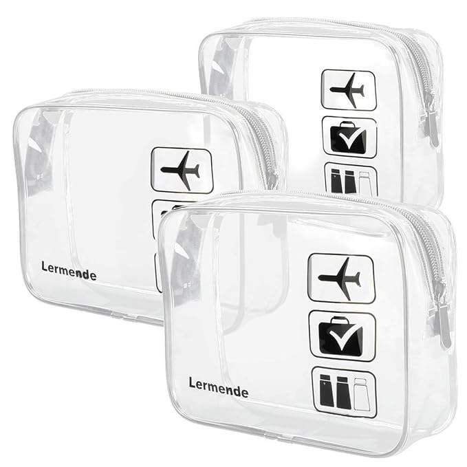 Lermende 2pcs Clear Toiletry Bag TSA Approved Travel Bag, Carry On by Lermende