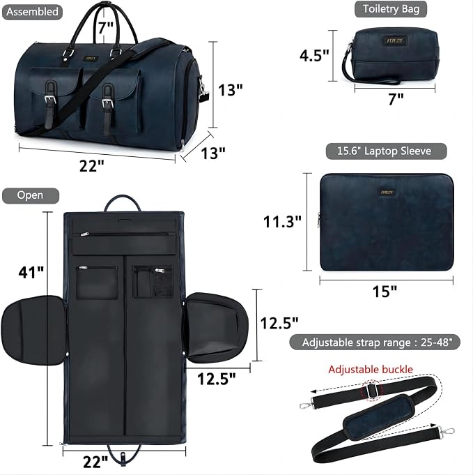 Garment Bag for Travel, Convertible Carry on Garment Duffel Bag for Men 3Pcs - Image 6