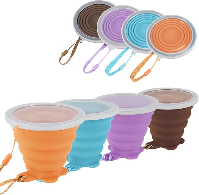 JBER Silicone Collapsible Travel Cup, 4 Pack Silicone Folding Camping Cup - Image 2
