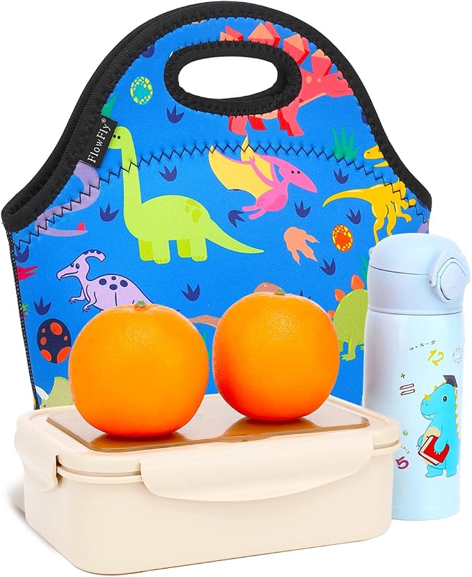 FlowFly Neoprene Kids Lunch box Insulated Soft Bag Mini Cooler Thermal Meal - Image 6