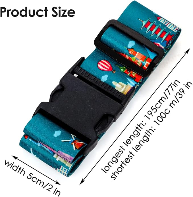 Adjustable Travel Luggage Strap Suitcase Belt Travel Bag Accessories 1.96 in W - Image 6