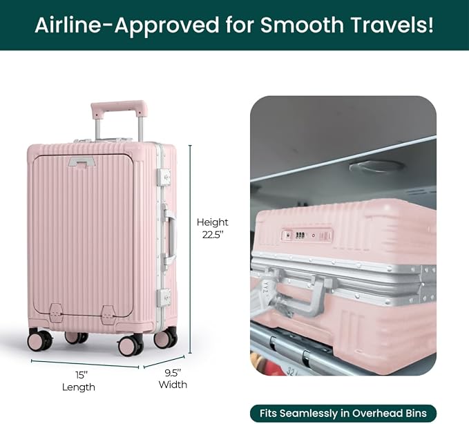 Nobl Travel Carry On Luggage, Noble Zipperless Aluminum Frame PC Hard Shell - Image 4