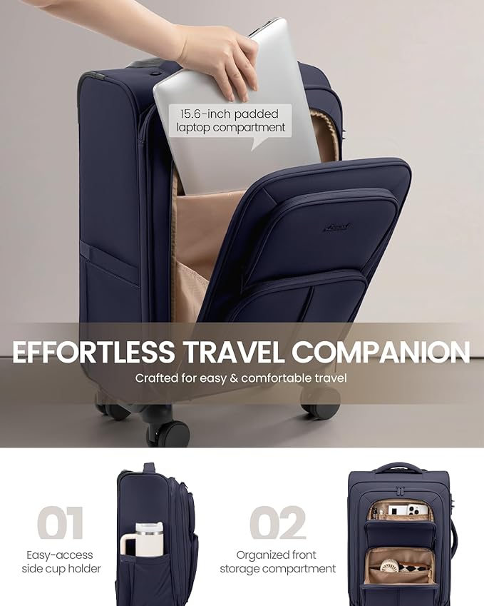 LOVEVOOK Carry On Luggage 22x14x9 Airline Approved, 22 Inch Softside Suitcases - Image 5