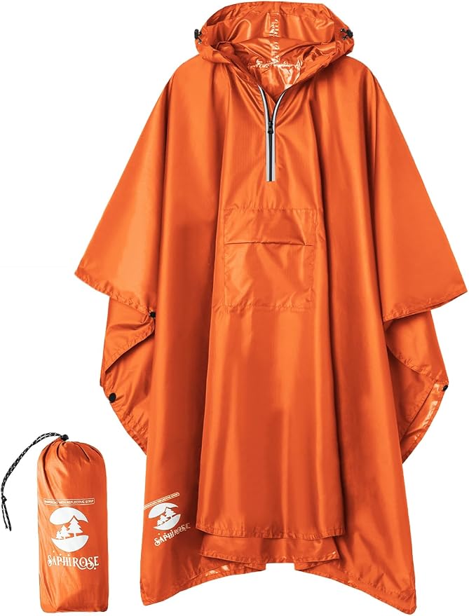 SaphiRose Hooded Rain Poncho Waterproof Raincoat Jacket by SaphiRose