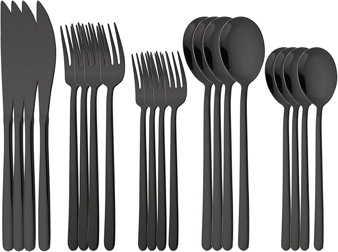 20 Pieces Silverware Set 304 Stainless Steel, Healthy & Eco-Friendly Silver by Uniturcky
