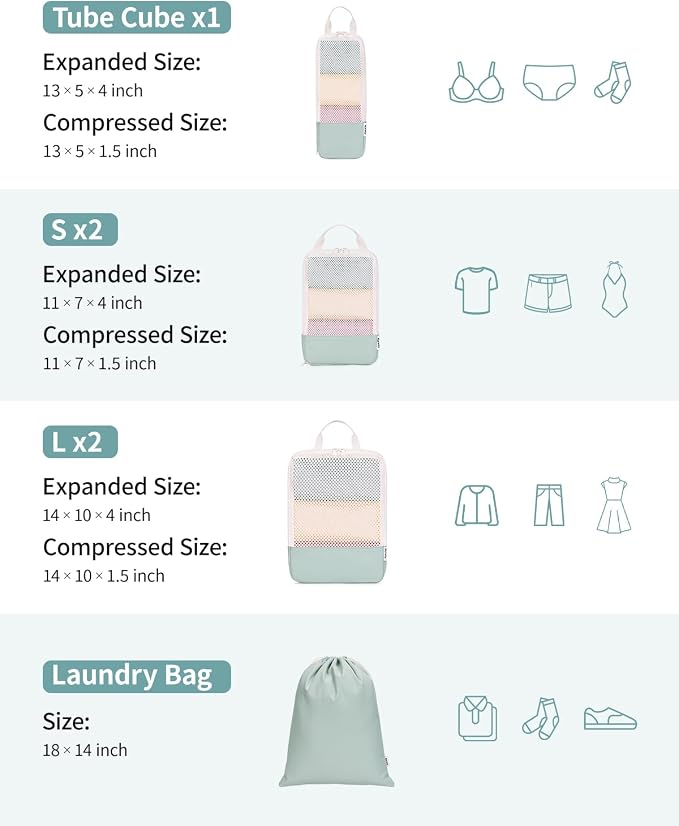 Narwey 6 Set Compression Packing Cubes - Image 4