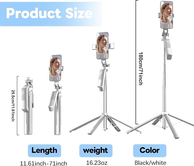 71" Selfie Stick Phone Tripod - Image 3