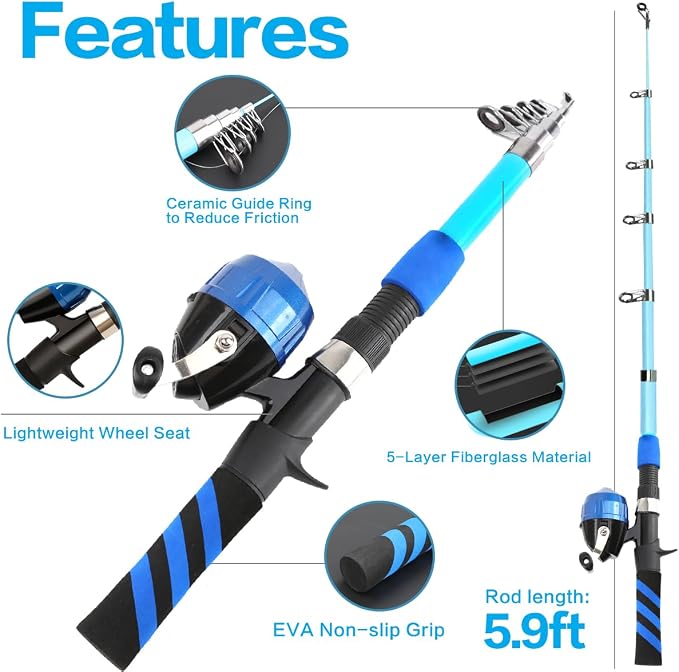 Collapsible Telescopic Fishing Rod and Reel Combo Push Button Small Fishing - Image 3