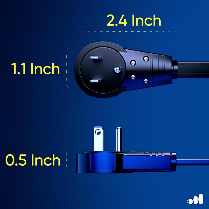 Maximm Cable 1 Ft 360° Rotating Flat Plug Extension Cord/Wire, 16 AWG Multi 3 - Image 3