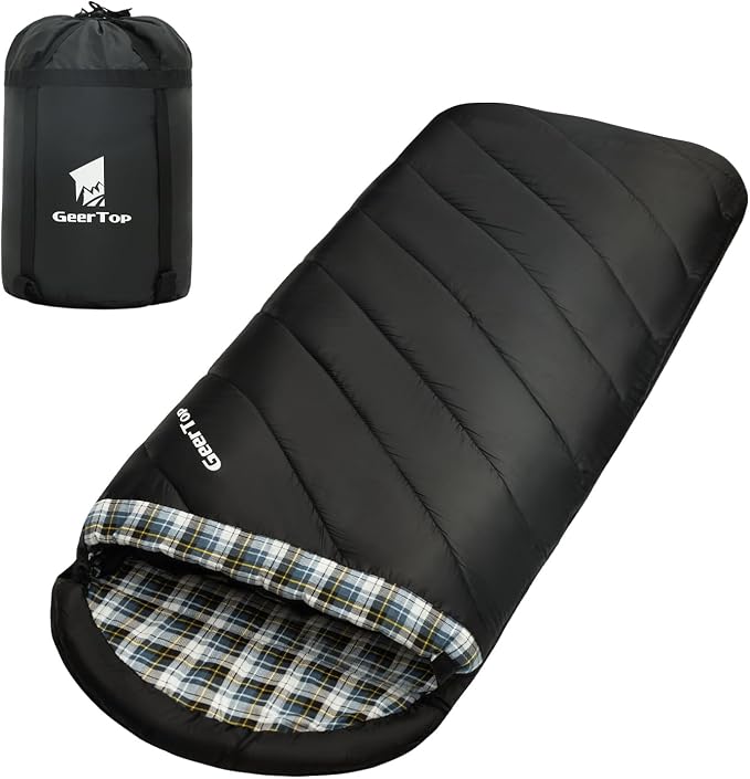 GEERTOP Flannel Sleeping Bag for Adults XXL 4 Season, 0 Degree Sleeping Bag for by GEERTOP