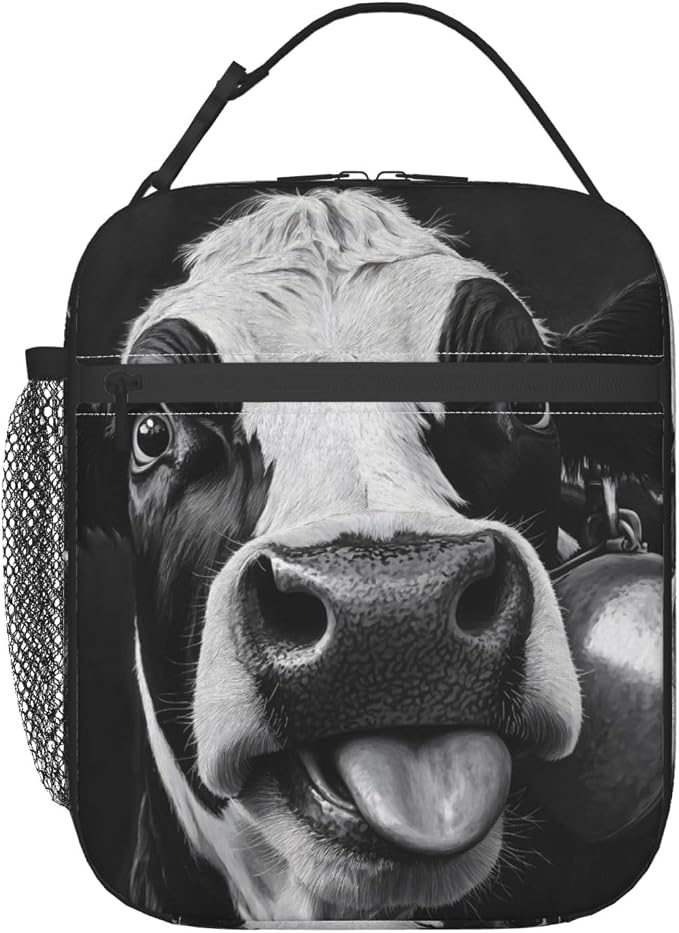 Cow Insulated Lunch Box for Women Men Cow Lunch Bag for Travel, or Fishing by cromcu