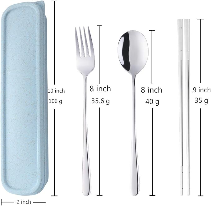 3 PCS Outdoor Flatware Set Fork Spoon Chopsticks/Travel Flatware Set - Image 2