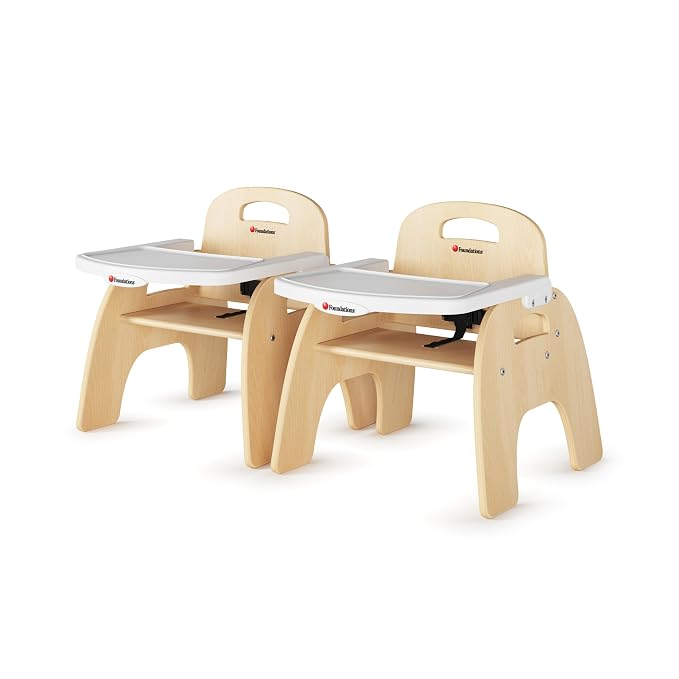 Foundations Easy Serve Low Wood Feeding Chairs Multipack, Adjustable Harness by FoundationsChildrensProducts