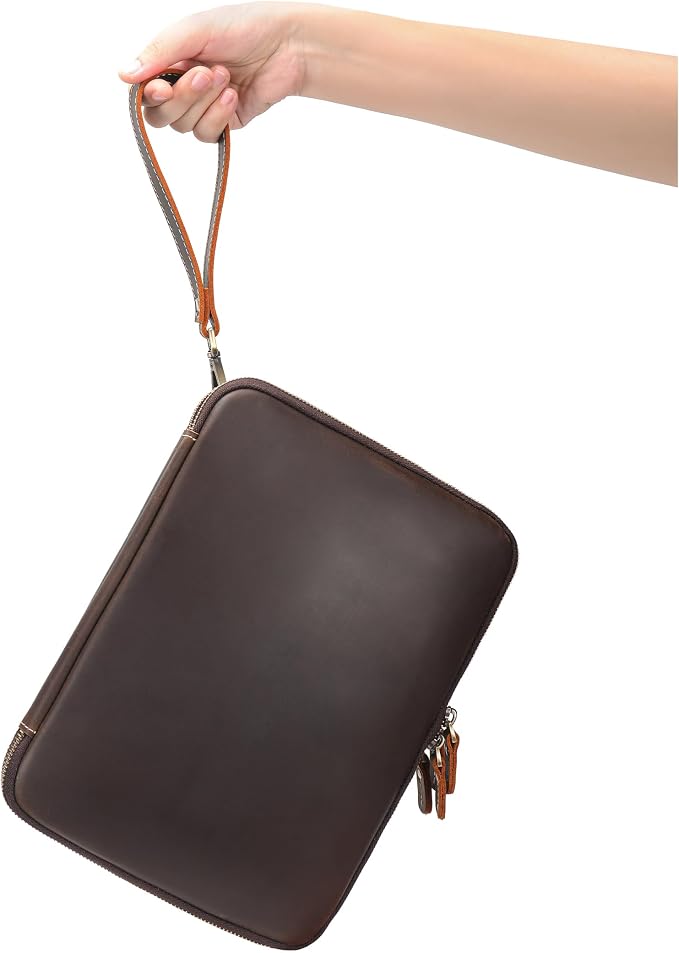 LANNSYNE Full Grain Leather Travel Cable Accessories Bag, Electronic Organizer - Image 6