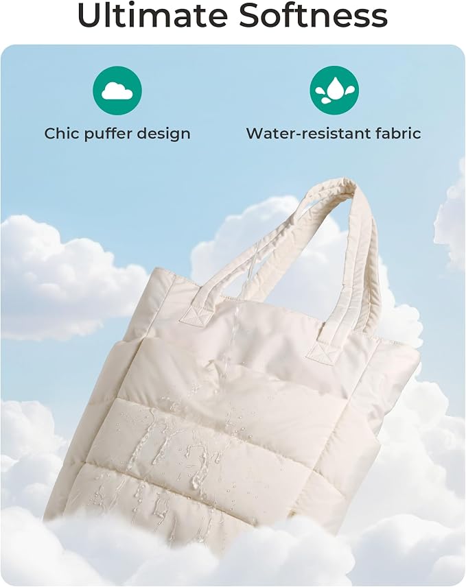 BAGSMART Tote Bag for Women, Lightweight Puffy Tote Bag - Image 3