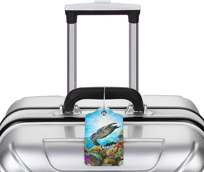 2 Pack Sea Turtle Luggage Tag for Suitcases, Cool Leather Suitcase Labels - Image 6