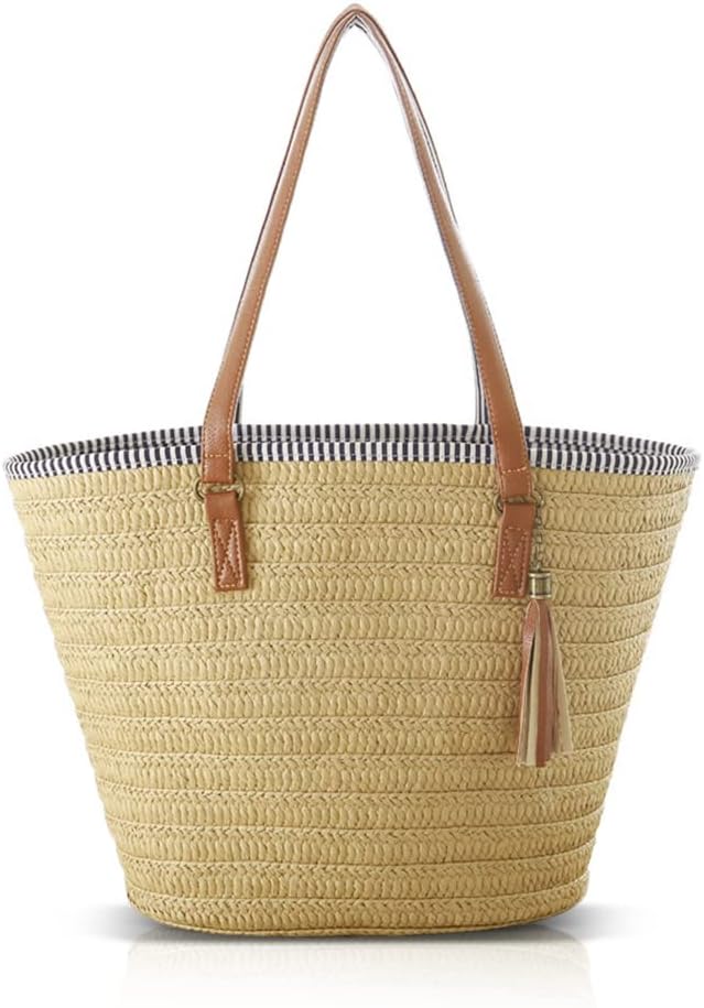 Pahajim Straw Beach Bags Tote Tassels Bag Hobo Summer Handwoven Shoulder Bags by Pahajim