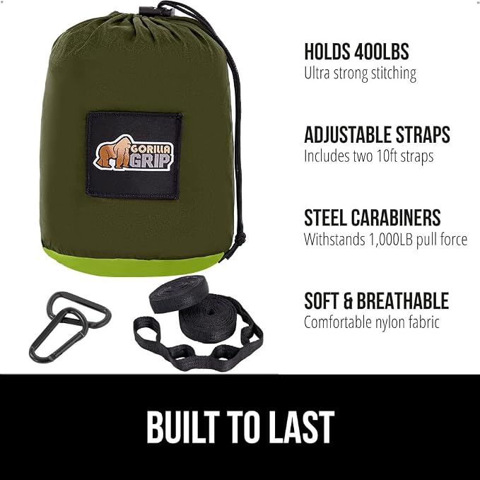 GORILLA GRIP Durable Portable Camping Hammock, Holds 400lbs - Image 2