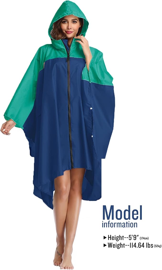 SaphiRose Unisex Rain Poncho Hooded Waterproof Raincoat - Image 2
