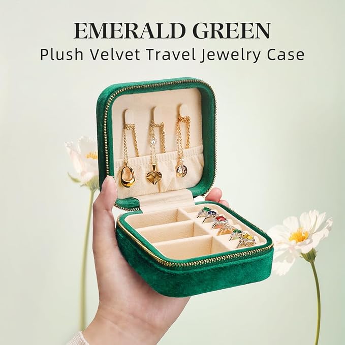 TAIMY Plush Velvet Travel Jewelry Box, Small Travel Jewelry Case, Portable Mini - Image 2