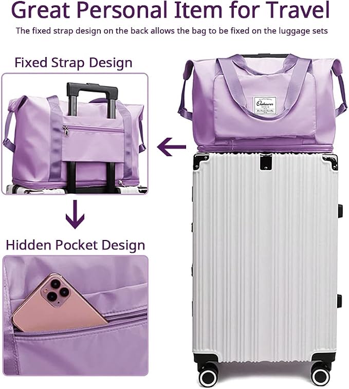 Large Capacity Foldable Travel Bag Expandable Portable Carry on Bag Dry&Wet - Image 3