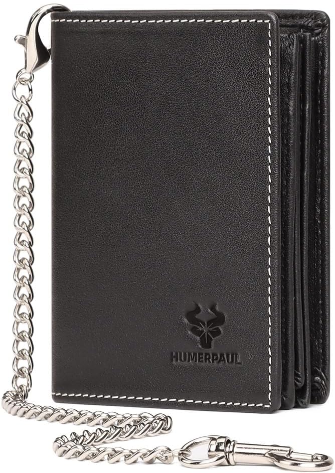 Holder for AirTag Men's Wallet Genuine Leather Purse RFID Blocking Bifold by NIAIULEATHER