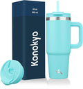 30 oz Tumbler with Handle and 2 Straws, 2 in 1 Lid Insulated Water Bottle by Konokyo