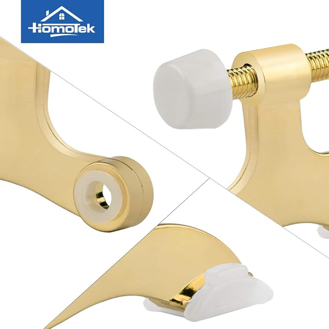 HOMOTEK 2 Pack Hinge Pin Bright Brass Door Stopper, Adjustable Deluxe Heavy - Image 5