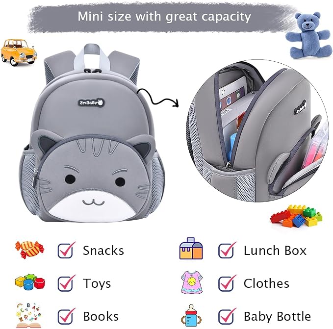 Padgene Toddler Backpacks Kids Preschool Backpack Waterproof Neoprene Animal - Image 4