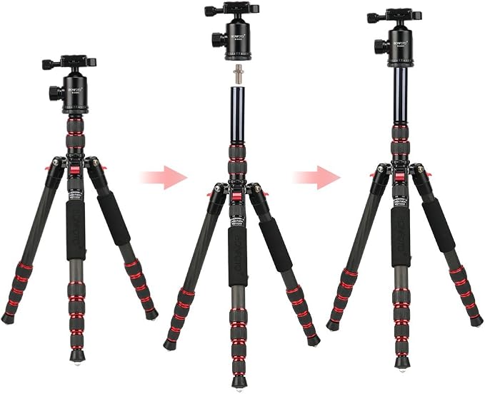 BONFOTO B690C Lightweight Carbon Fiber Portable Tripod Compact Travel Camera - Image 9