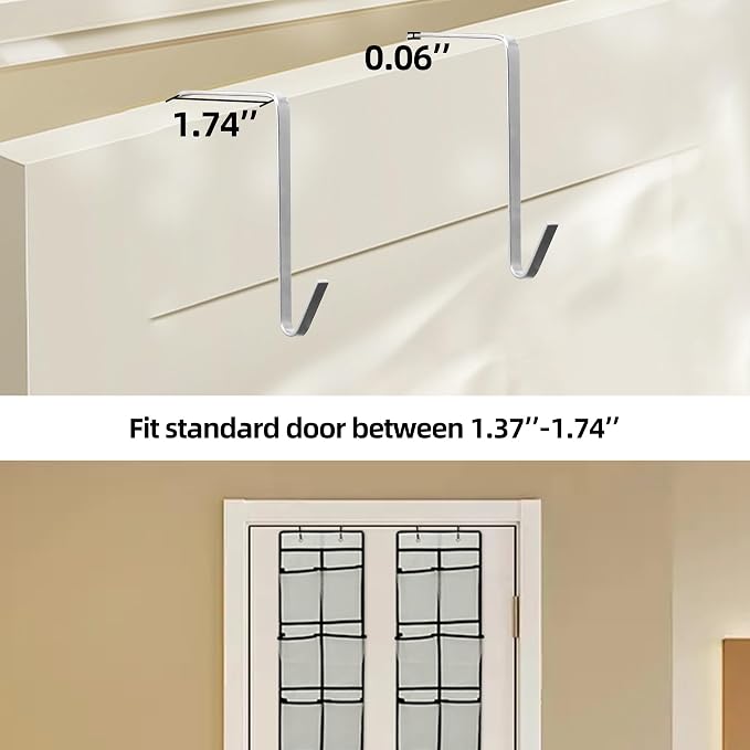 Over The Door Shoe Organizer, 14 Large Mesh Pockets Hanging Shoe Rack - Image 4
