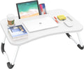 BUYIFY Folding Lap Desk, 23 Inch Portable Wood White Laptop Bed Desk Lap Desk by BUYIFY