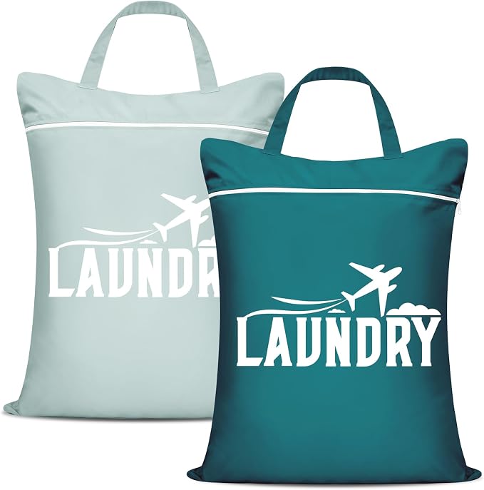 2 Pcs Large Travel Laundry Bag Washable Waterproof Wet Bag Dirty Clothes Bag by Fiodrimy